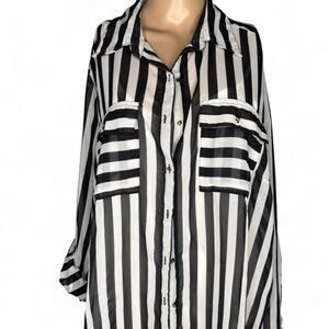 Striped Black and White Women's Blouse